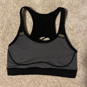 Lululemon Striped Black and Gray Sports Bra
